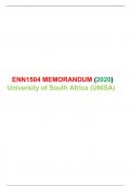 ENN1504 MEMORANDUM (2020), University of South Africa, UNISA