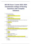 NR 302 Exam 1 Latest 2023-2024 Chamberlain College of Nursing Questions with Complete Solutions 