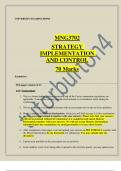 MNG3702 STRATEGY IMPLEMENTATION AND CONTROL 70 Marks