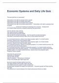 Economic Systems and Daily Life Quiz