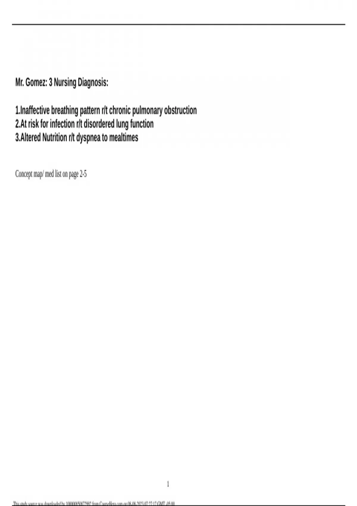 COPD Concept Map Mr. Gomez 3 Nursing Diagnosis COPD Concept Map