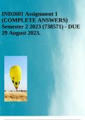 IND2601 Assignment 1 (COMPLETE ANSWERS) Semester 2 2023 (738571) - DUE 29 August 2023.