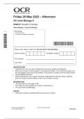 OCR AS Level Biology A H020&sol;01 JUNE 2022 ACTUAL QUESTION PAPER> Breadth in biology
