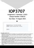 IOP3707 Assignment 1 (ANSWERS) Semester 2 2023 - DISTINCTION GUARANTEED