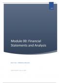 BUSI 7110 Class Notes - MODULE 00: FINANCIAL STATEMENTS AND ANALYSIS