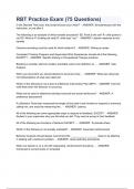 RBT Practice Exam &lpar;75 Questions&rpar;WITH 100 &percnt;   VERIFIED  ANSWER  SOLUTIONS 2023