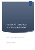 BUSI 7110 Class Notes - MODULE 01: OVERVIEW OF FINANCIAL MANAGEMENT