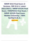 NRNP 6552 Final Exam (3 Versions, 300 Q & A, Latest2022/2023) / NRNP 6552N Final Exam / NRNP6552 Final Exam / NRNP-6552N Final Exam: Walden University | 100% Verified Q & A | NRNP 6552