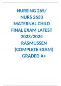 NURS 2633 MATERNAL HEALTH CHILD FINAL EXAM LATEST 2023/2024 RASMUSSEN (COMPLETE EXAM) GRADED A+  