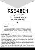 RSE4801 Assignment 1 &lpar;ANSWERS&rpar;2024 - DISTINCTION GUARANTEED