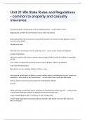 Unit 21 WA State Rules and Regulations - common to property and casualty insurance questions and 100&percnt; correct answers