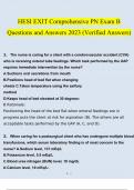 HESI EXIT Comprehensive PN Exam B Questions and Answers 2023 (Verified Answers)