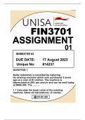 FIN3701 ASSIGMENT 1 SEM 2 DUE 17 AUGUST 2023