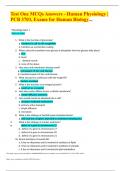 Test One MCQs Answers - Human Physiology &vert; PCB 3703&comma; Exams for Human Biology