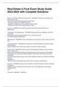 Real Estate U Final Exam STUDY BUNDLE&vert;2023-2024 Questions and Answers &lpar;Already Graded A&rpar;