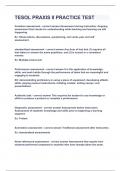 TESOL PRAXIS II PRACTICE TEST&vert;UPDATED&VERIFIED&vert;100&percnt; SOLVED&vert;GUARANTEED SUCCESS
