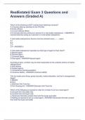 RealEstateU Exam 3 Questions and Answers &lpar;Graded A&rpar;