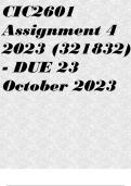 CIC2601 Assignment 4 2023 (321832) - DUE 23 October 2023