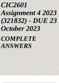 CIC2601 Assignment 4 2023 (321832) - DUE 23 October 2023