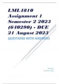 LML4810 Assignment 1 Semester 2 2023 (640290) - DUE 21 August 2023