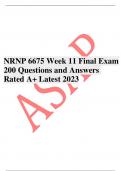 NRNP 6675 Week 11 Final Exam 200 Questions and Answers Rated A+ Latest 2023