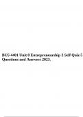BUS 4401 Unit 8 Entrepreneurship 2 Self Quiz 5 Questions and Answers 2023.
