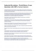 Industrial Revolution - World History Exam Questions with 100&percnt; Correct Answers 