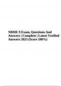 NBME Exam Practice Questions With Correcr Answers | Latest Verified 2023/2024 (VERIFIED)
