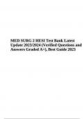 MED SURG 2 HESI Questions and Answers | Latest Update 2023/2024 (Verified  Graded A+)