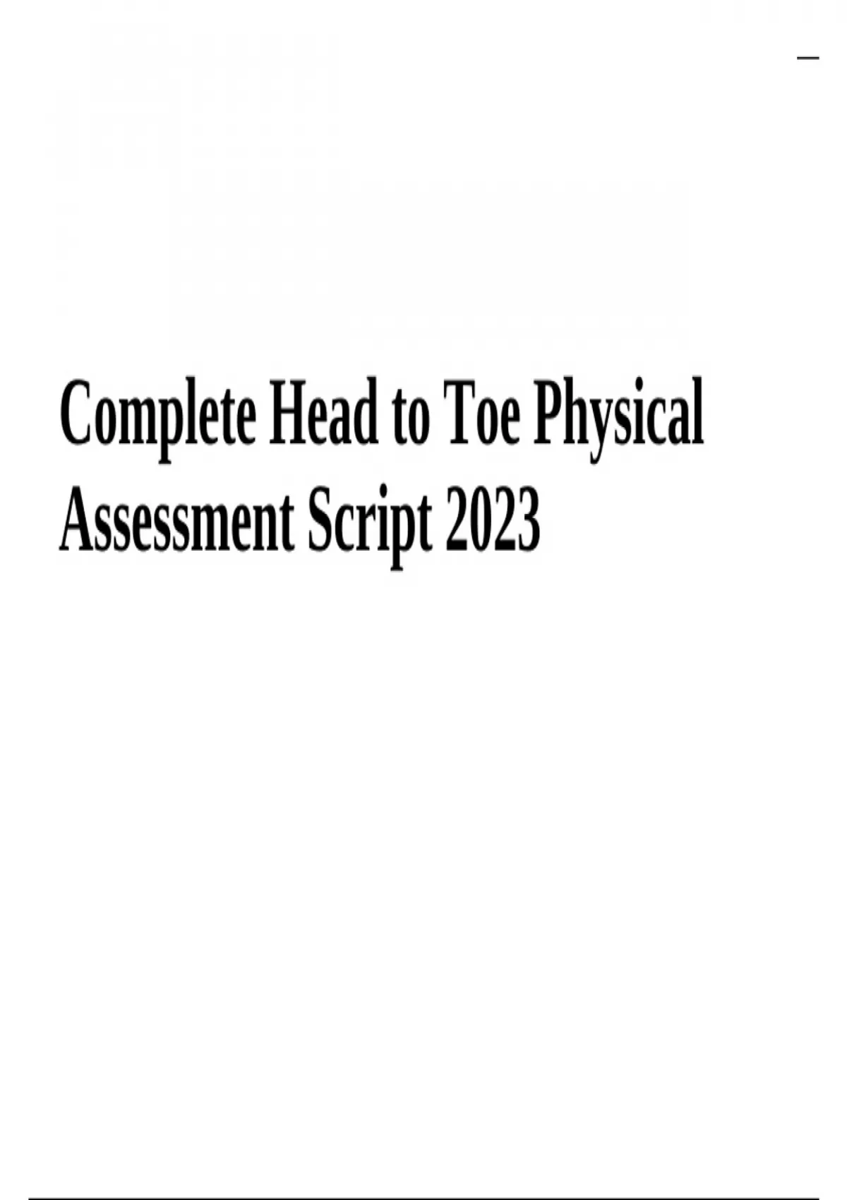 Head to Toe Physical Assessment Script 2023/2024 Head to