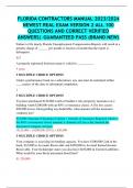 FLORIDA CONTRACTORS MANUAL 2023/2024  NEWEST REAL EXAM VERSION 2 ALL 100  QUESTIONS AND CORRECT VERIFIED  ANSWERS| GUARANTEED PASS (BRAND NEW!!!)