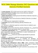 WGU D084 Manage Identities 2023 Questions and Answers (Verified Answers)