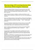Pharmacology ATI Learning System Quiz &ndash;Questions With Complete Solutions