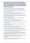 Certified Playground Safety Inspector CPSI Sample Exam Questions(National Parks and Recreation Association)With Correct Answers