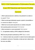 WGU C836 Fundamentals of Information Security EXAM 2023 STUDY BUNDLE PACK SOLUTION &lpar;Verified Answers&rpar;