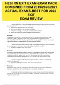 HESI RN EXIT EXAM-EXAM PACK COMBINED FROM 2019&sol;2020&sol;2021 ACTUAL EXAMS-BEST FOR 2022 EXIT EXAM REVIEW