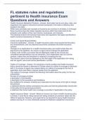 FL statutes rules and regulations pertinent to Health insurance Exam Questions and Answers