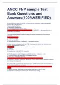 ANCC FNP sample Test Bank Questions and Answers(100%VERIFIED)