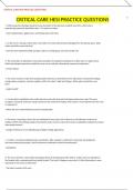 CRITICAL CARE HESI PRACTICE QUESTIONS