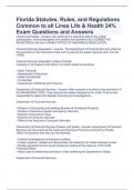 Florida Statutes, Rules, and Regulations Common to all Lines Life & Health 24% Exam Questions and Answers