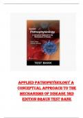 TESTBANK FOR Applied Pathophysiology Conceptual Approach to the Mechanisms of Disease 3rd Edition Braun 
