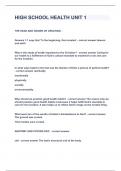 HIGH SCHOOL HEALTH UNIT 1&vert;UPDATED&VERIFIED&vert;1005 SOLVED&vert;GUARANTEED SUCCESS