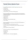 Florida Insurance Adjuster Licensing Test exam 2023 with 100&percnt; correct answers