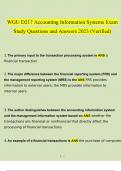 WGU D217 Accounting Information Systems Exam Study Questions and Answers 2023 - 2024  &lpar;Verified&rpar;