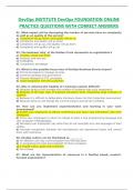 DevOps INSTITUTE DevOps FOUNDATION ONLINE  PRACTICE QUESTIONS WITH CORRECT ANSWERS RATED A&period;