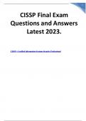 CISSP Final Exam Questions and Answers Latest 2023 Graded A &plus;