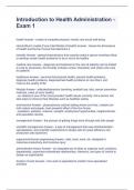 Introduction to Health Administration - Exam 1