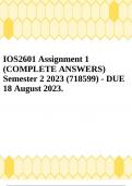IOS2601 Assignment 1 (COMPLETE ANSWERS) Semester 2 2023 (718599) - DUE 18 August 2023.