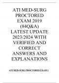 ATI MED-SURG PROCTORED EXAM 2019 (84Q&A)  LATEST UPDATE 2023/2024 WITH VERIFIED AND CORRECT ANSWERS AND EXPLANATIONS    ATI MED-SURG PROCTORED EXAM 1   1.   A nurse is reinforcing teaching with an older adult client who has osteoporosis. Which of the foll