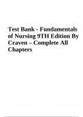 Test Bank For Fundamentals of Nursing 9TH Edition By Craven | Complete All Chapters (2023-2024)